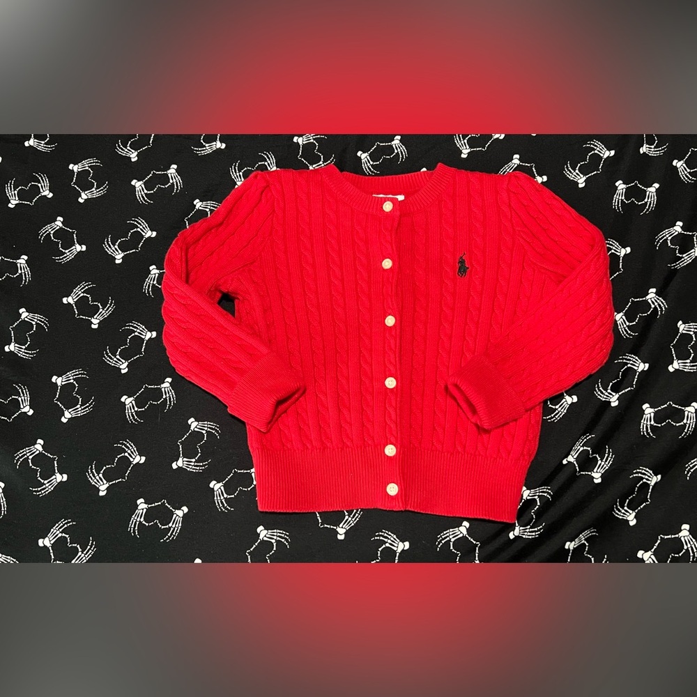 Ralph Lauren Red Cable Knit Sweater